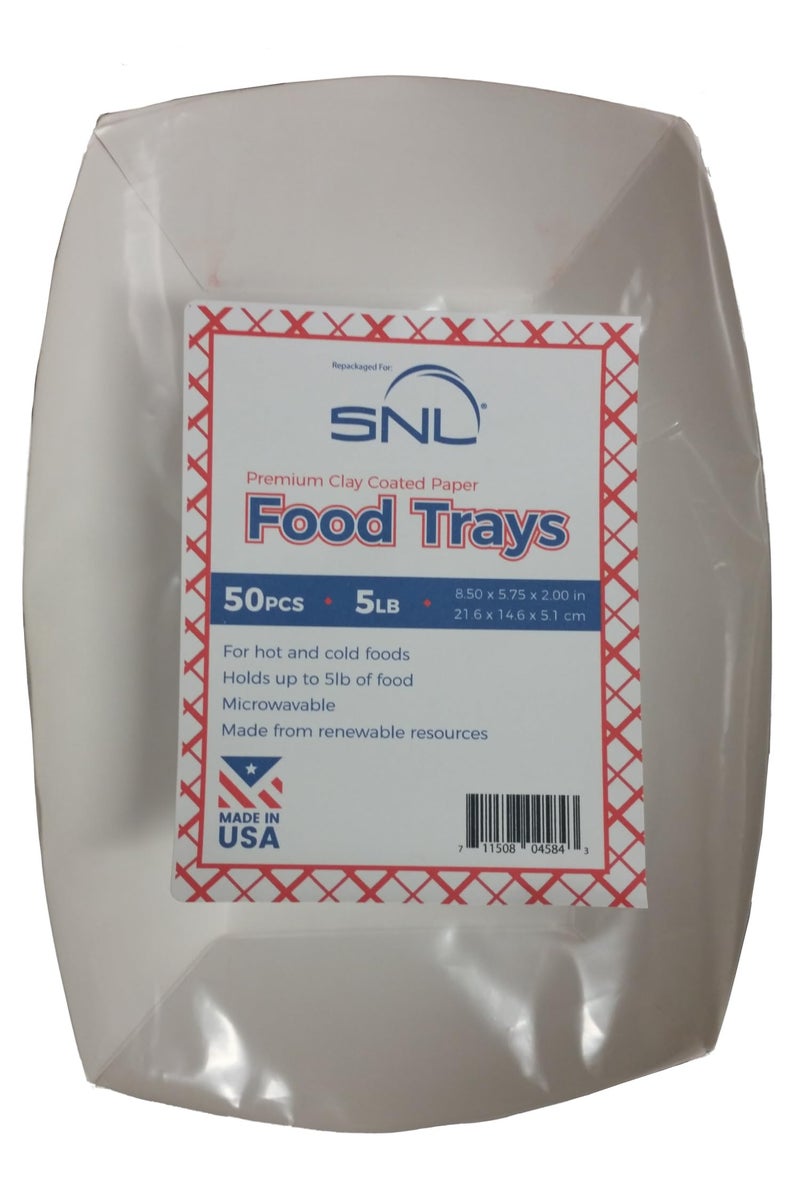 SNL 5lb Paper Food Trays, Durable, Made in USA. Holds Nachos, Fries, Hot Corn Dogs, Ice Cream and More. - 5 Pound Capacity, 50 Pack - Image 3